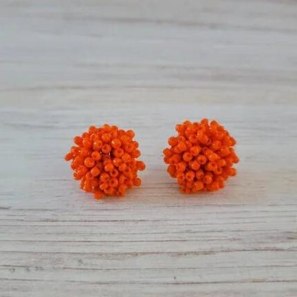 True Orange 15mm Small Seed Bead Topper, 1 Pair