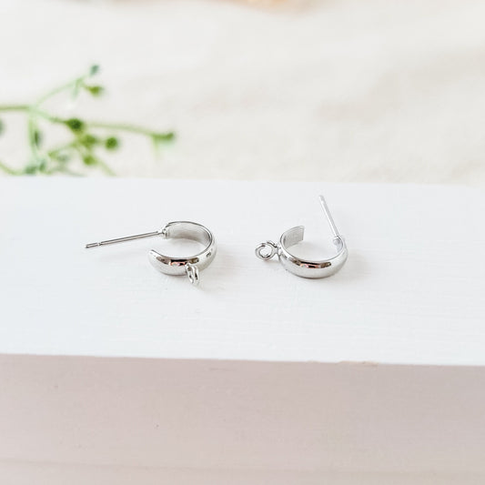 Silver Petite Half Hoop with Perpendicular Loop, 10 Pieces