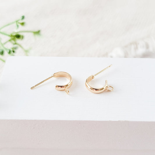 Gold Petite Half Hoop with Perpendicular Loop, 10 Pieces