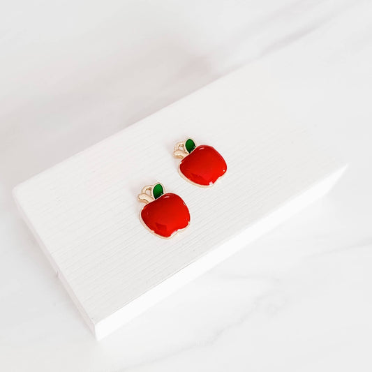 Petite Red Apple Gold-Plated Enamel Charms, 10 Pieces