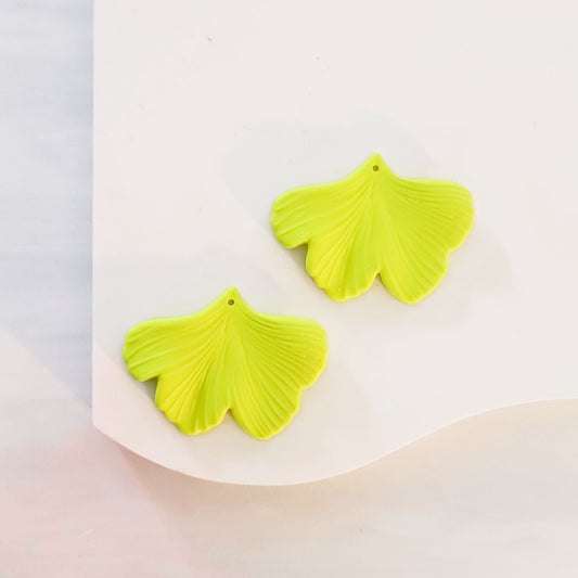 Neon Yellow Ginkgo Leaf Pendants, 10 Pieces, Ginkgo #25