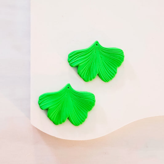 Neon Green Ginkgo Leaf Pendants, 10 Pieces, Ginkgo #3