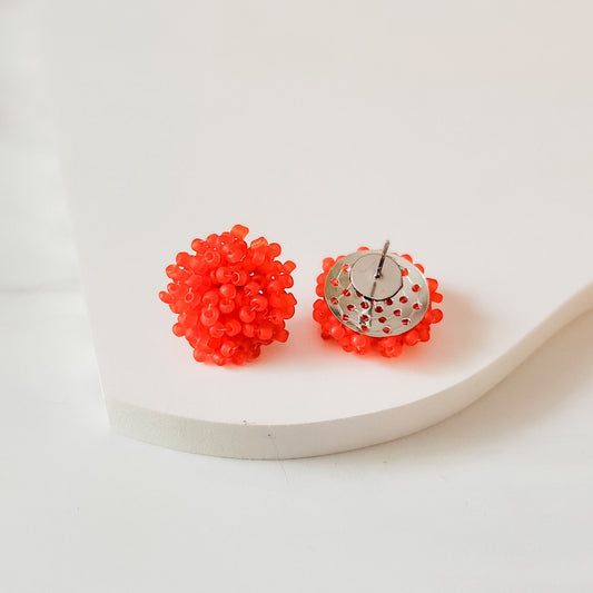 Neon Orange 15mm Small Seed Bead Topper, 1 Pair