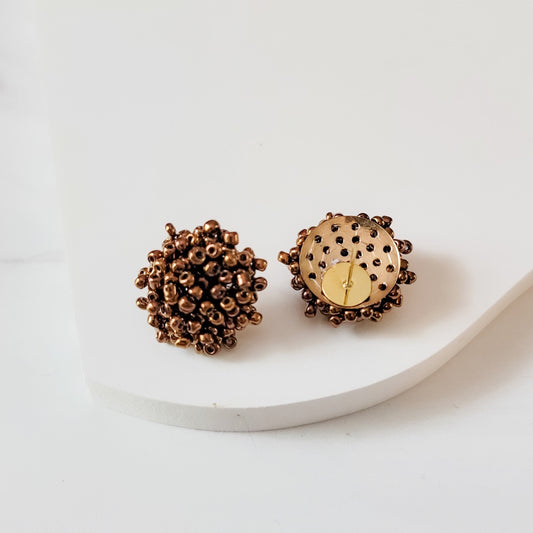 Metallic Bronze 15mm Small Seed Bead Topper, 1 Pair