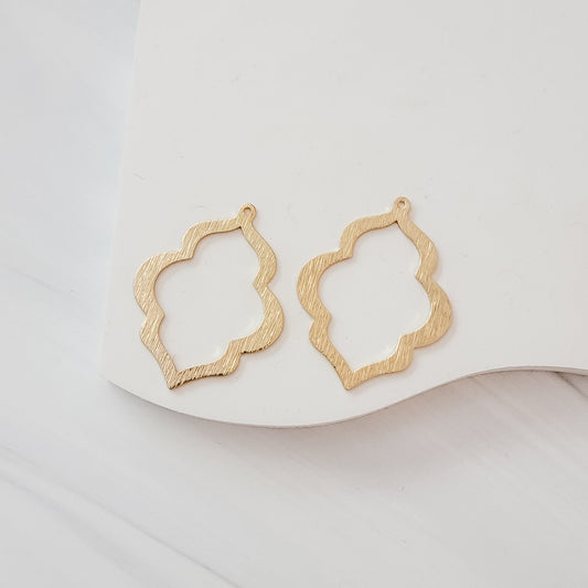 Gold Bohemian 1-Hole Brushed Brass Charms, 10 Pieces