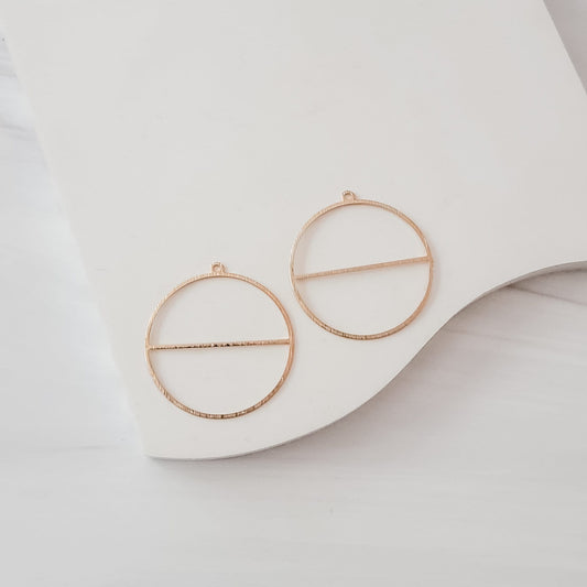 Gold Split Circle 1-Hole Brushed Brass Pendant, 10 Pieces