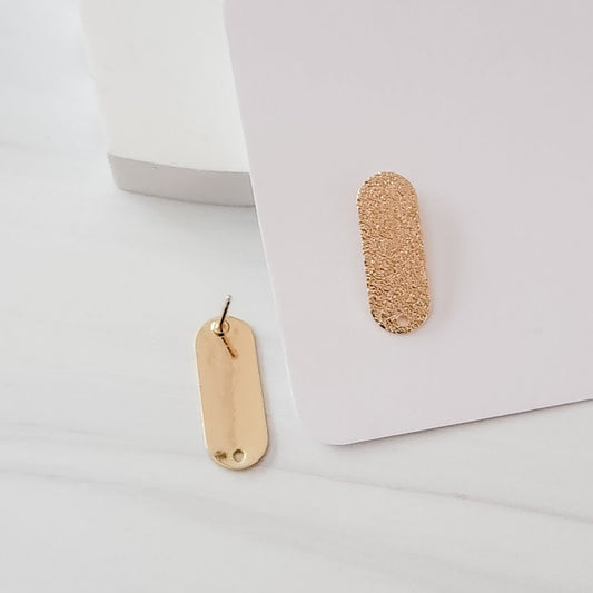 Gold Shimmer Oval Stud Earring Findings, 10 Pieces