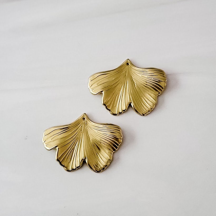 Metallic Antique Gold Ginkgo Leaf Pendants, 10 Pieces, Ginkgo #24