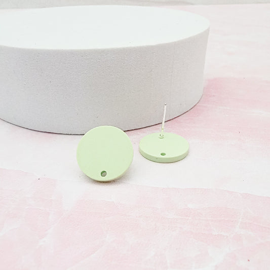 Matte Mint Green Acrylic Circle Stud Earring Findings (16mm), 10 Pieces, Acrylic Stud #7