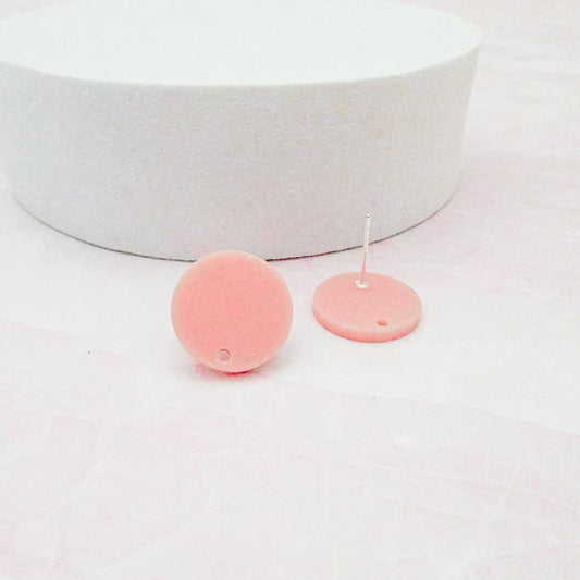 Matte Carnation Pink Acrylic Circle Stud Earring Findings (16mm), 10 Pieces, Acrylic Stud #2