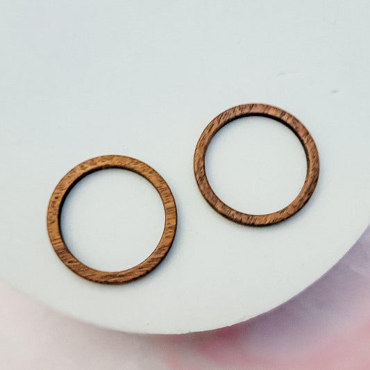 Walnut Wooden 25mm Circle Linking Rings, 10 Pieces, Wood #46