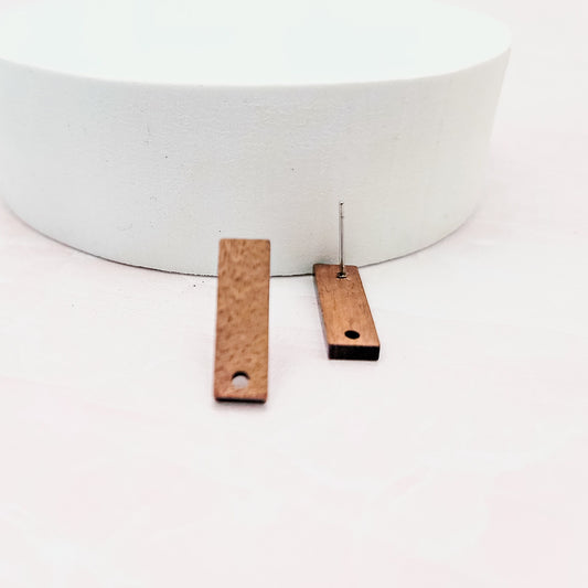 Walnut Wooden Tall Rectangle Studs, 10 Pieces, Wood #22