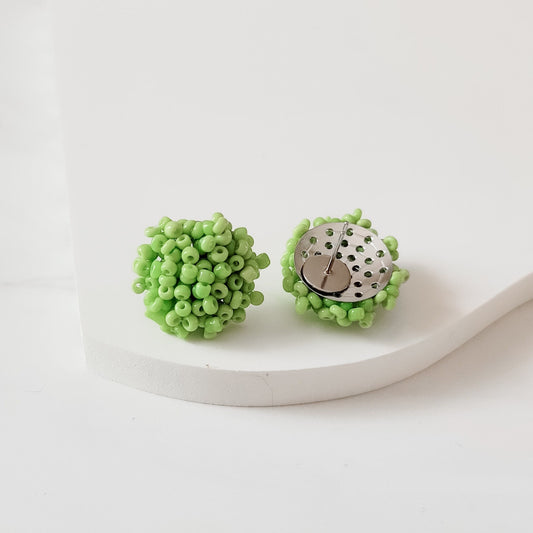 Spring Green 15mm Small Seed Bead Topper, 1 Pair