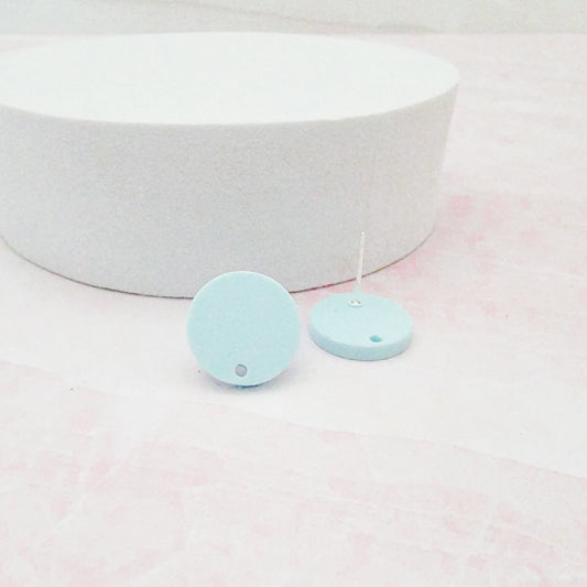 Matte Baby Blue Acrylic Circle Stud Earring Findings (16mm), 10 Pieces, Acrylic Stud #16
