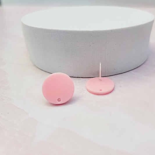 Matte Light Pink Acrylic Circle Stud Earring Findings (16mm), 10 Pieces, Acrylic Stud #12