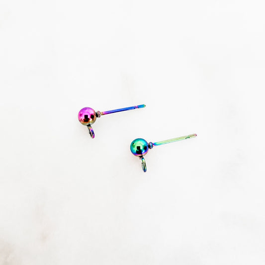 Rainbow Regular Ball Stud Posts Stainless Steel (5mm), 10 Pieces