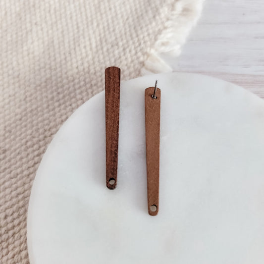 Walnut Wooden Elongated Bar Studs, 10 Pieces, Wood #23