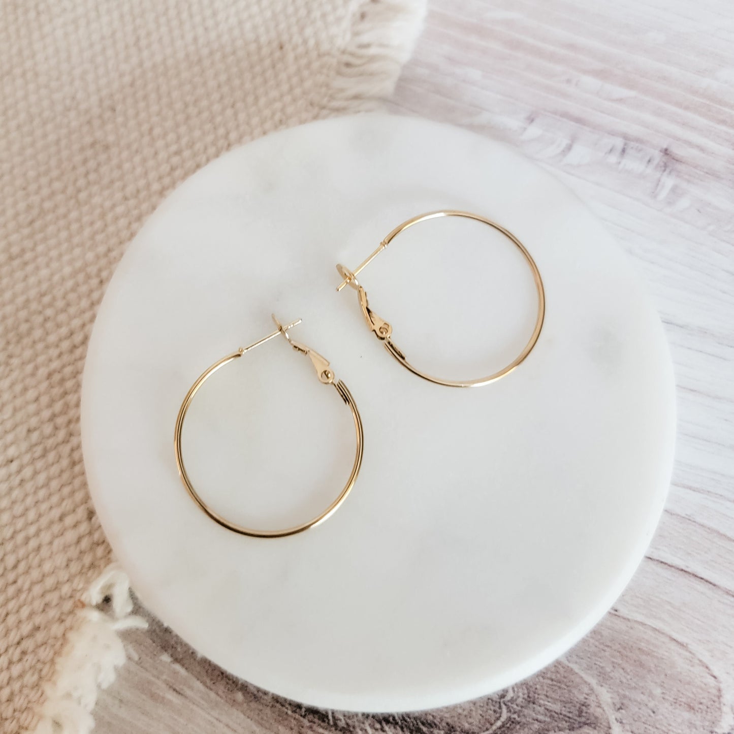 Premium Gold 50mm Leverback Stainless Steel Hoop (1.2mm Wide), 10 pieces