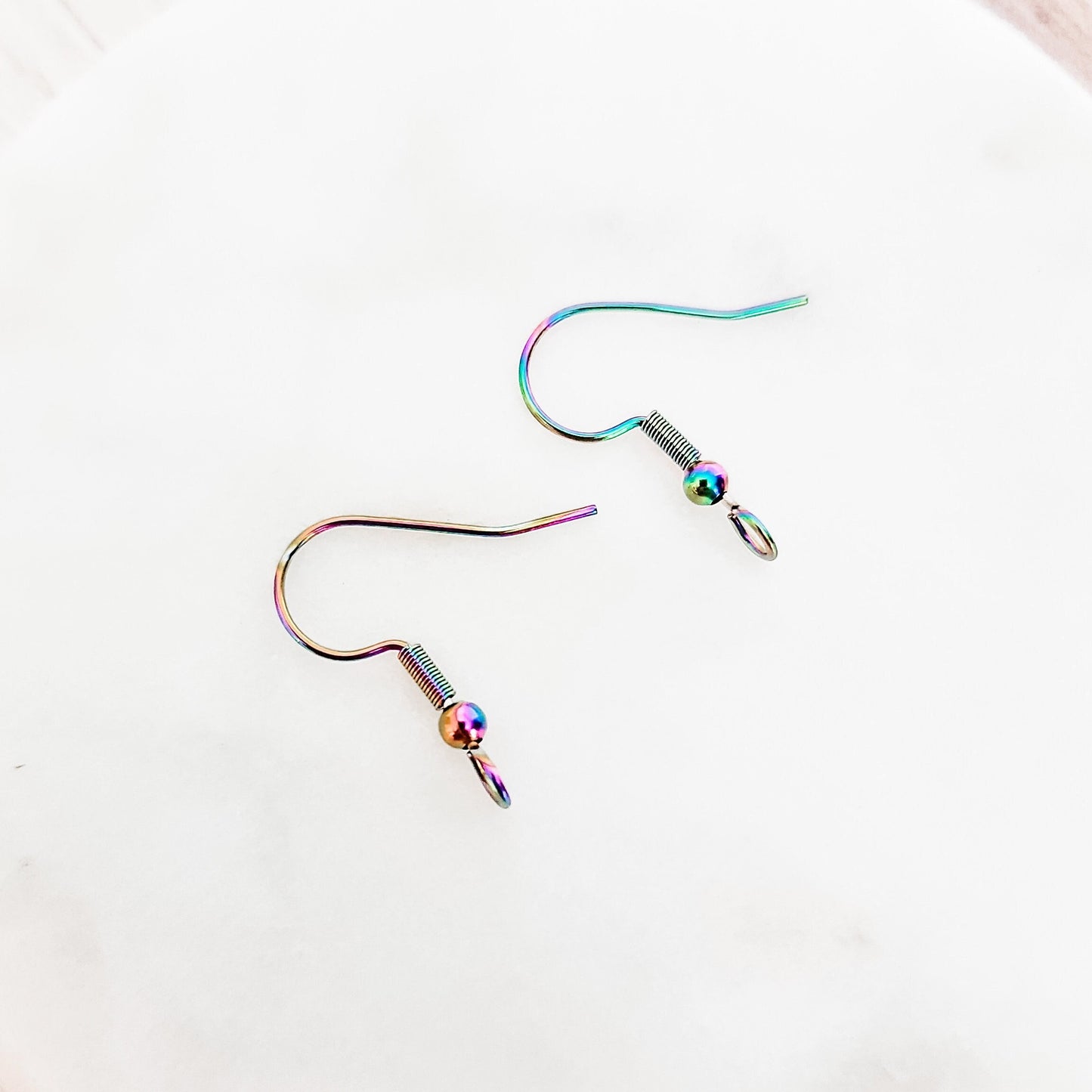 Rainbow Classic Forward-Facing Stainless Ear Wires, 20 Pieces