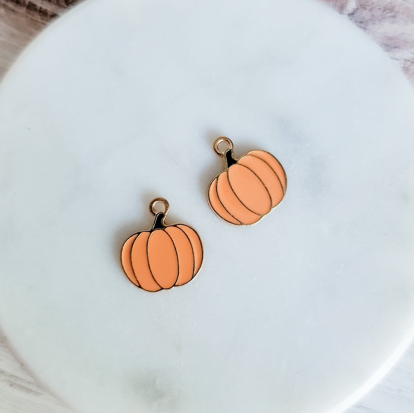 Pumpkin (Orange and Gold) Enamel and Alloy Pendant Charm, 10 Pieces