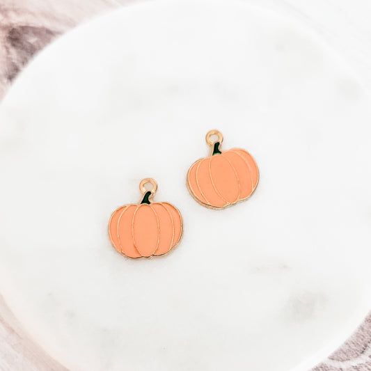 Pumpkin (Orange and Gold) Enamel and Alloy Pendant Charm, 10 Pieces