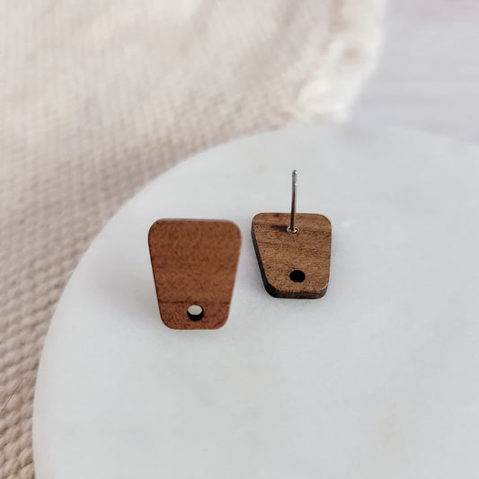 Walnut Wooden Angular Trapezoid Studs, 10 Pieces, Woods #28