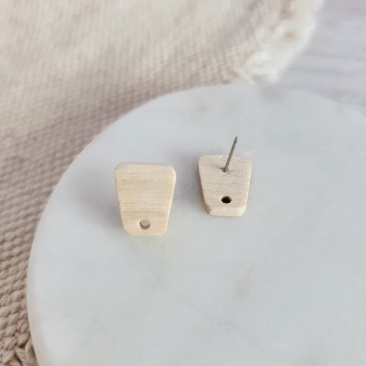Natural Wooden Angular Trapezoid Studs, 10 Pieces, Wood #38