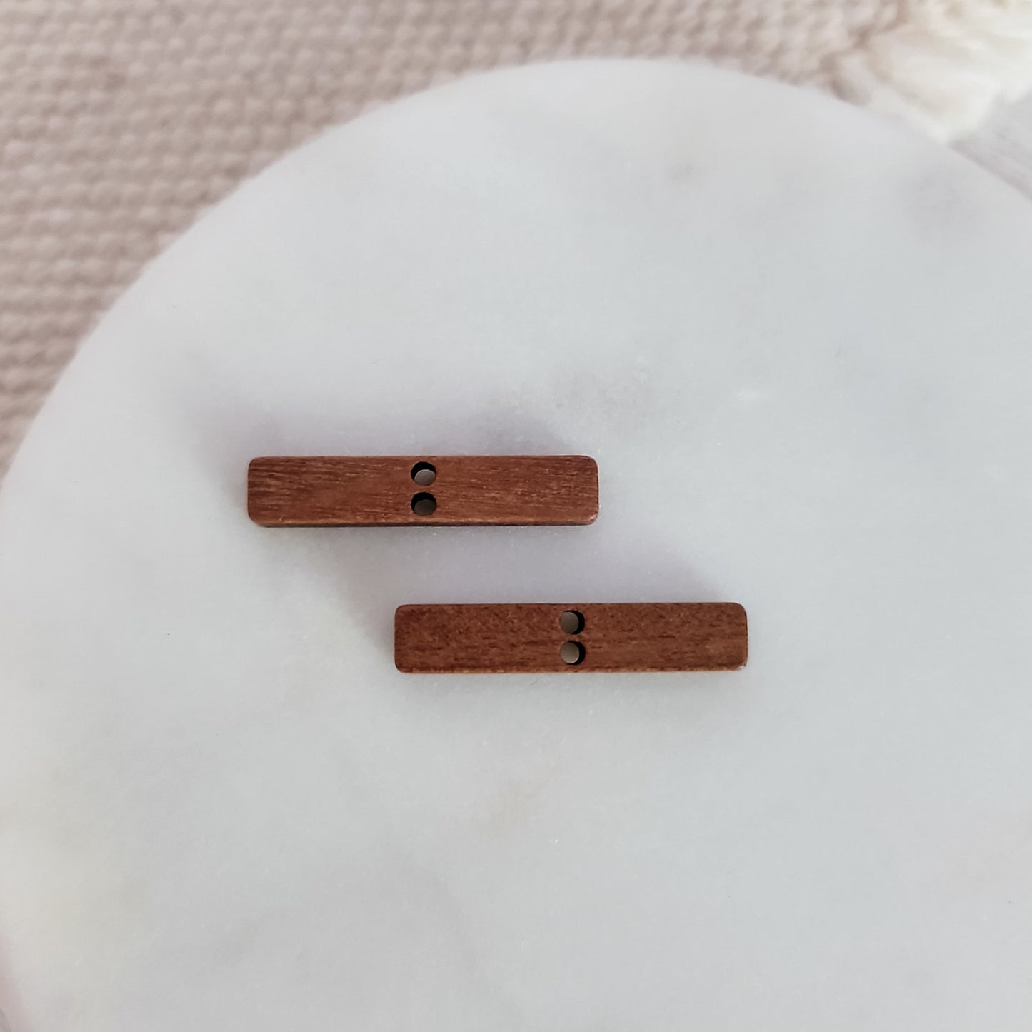 Walnut Wooden Horizontal 2 Hole Bar Connectors, 10 Pieces, Wood #42