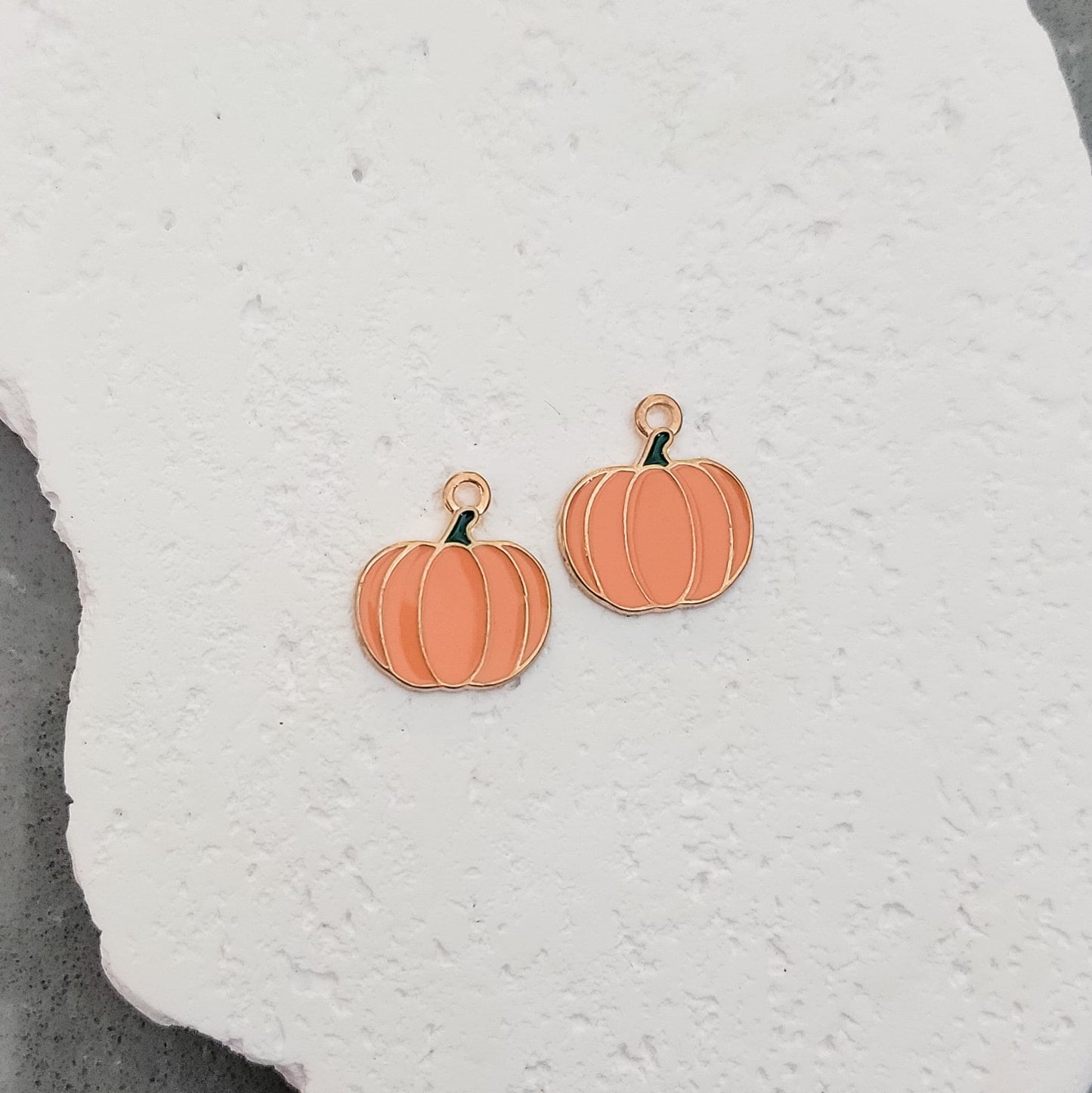 Pumpkin (Orange and Gold) Enamel and Alloy Pendant Charm, 10 Pieces