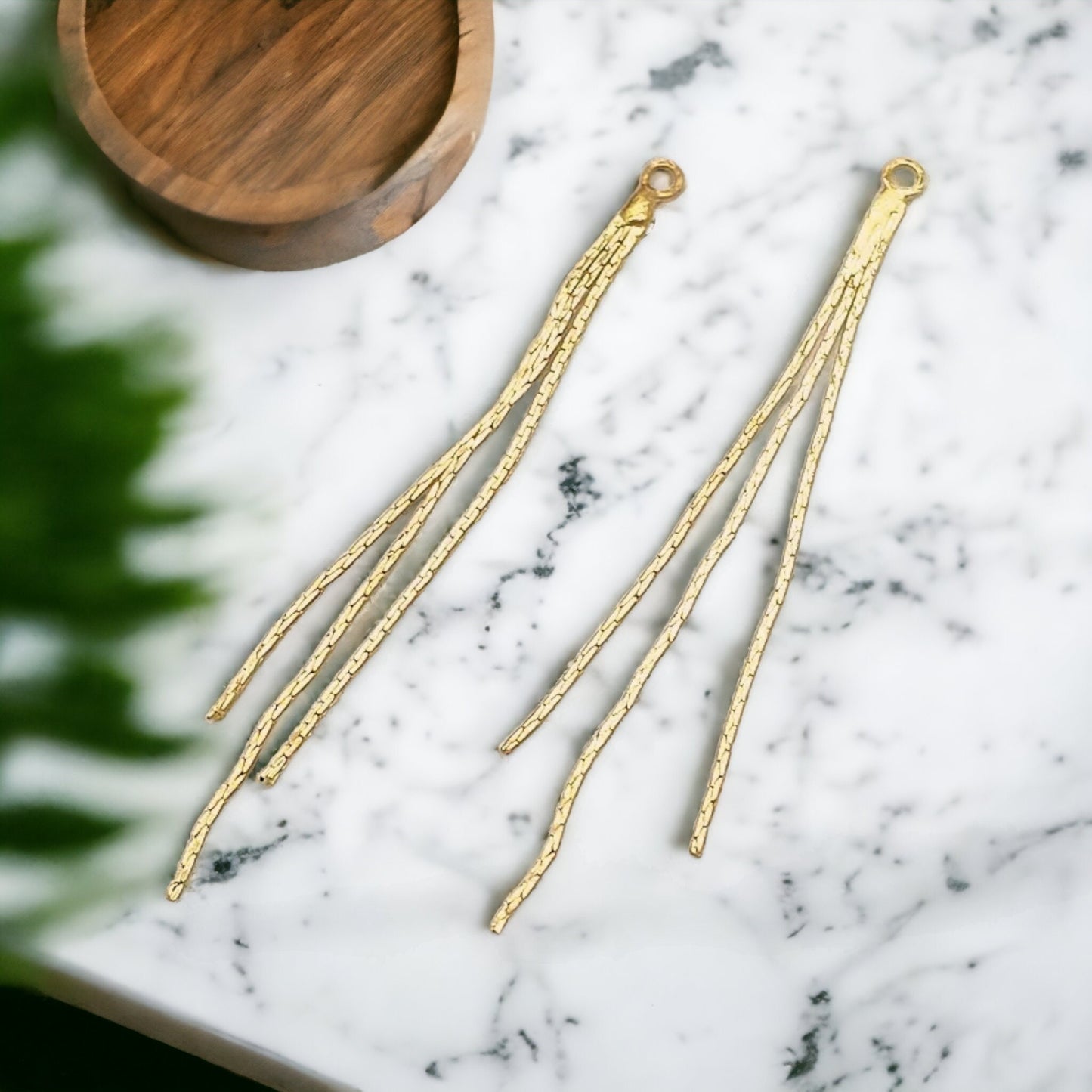 Gold Brass Triple Chain Pendant, 10 Pieces (3 Strands Per Piece)