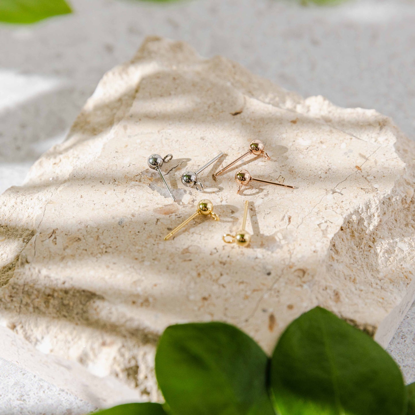 Gold Regular Ball Stud Posts Stainless Steel (5mm), 10 Pieces