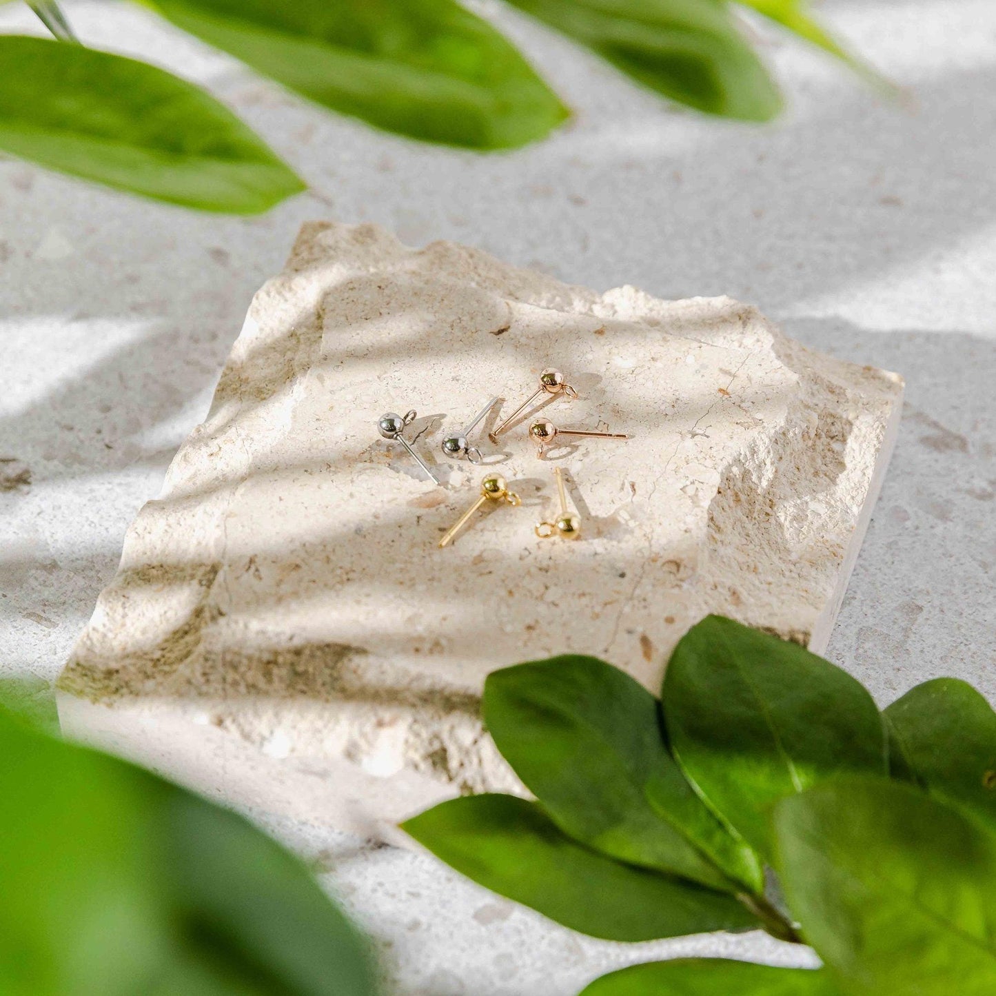 Gold Large Ball Stud Posts Stainless Steel (8mm), 10 Pieces