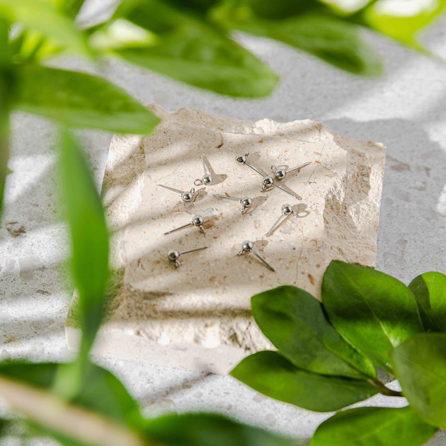 Silver Large Ball Stud Posts Stainless Steel (8mm), 10 Pieces