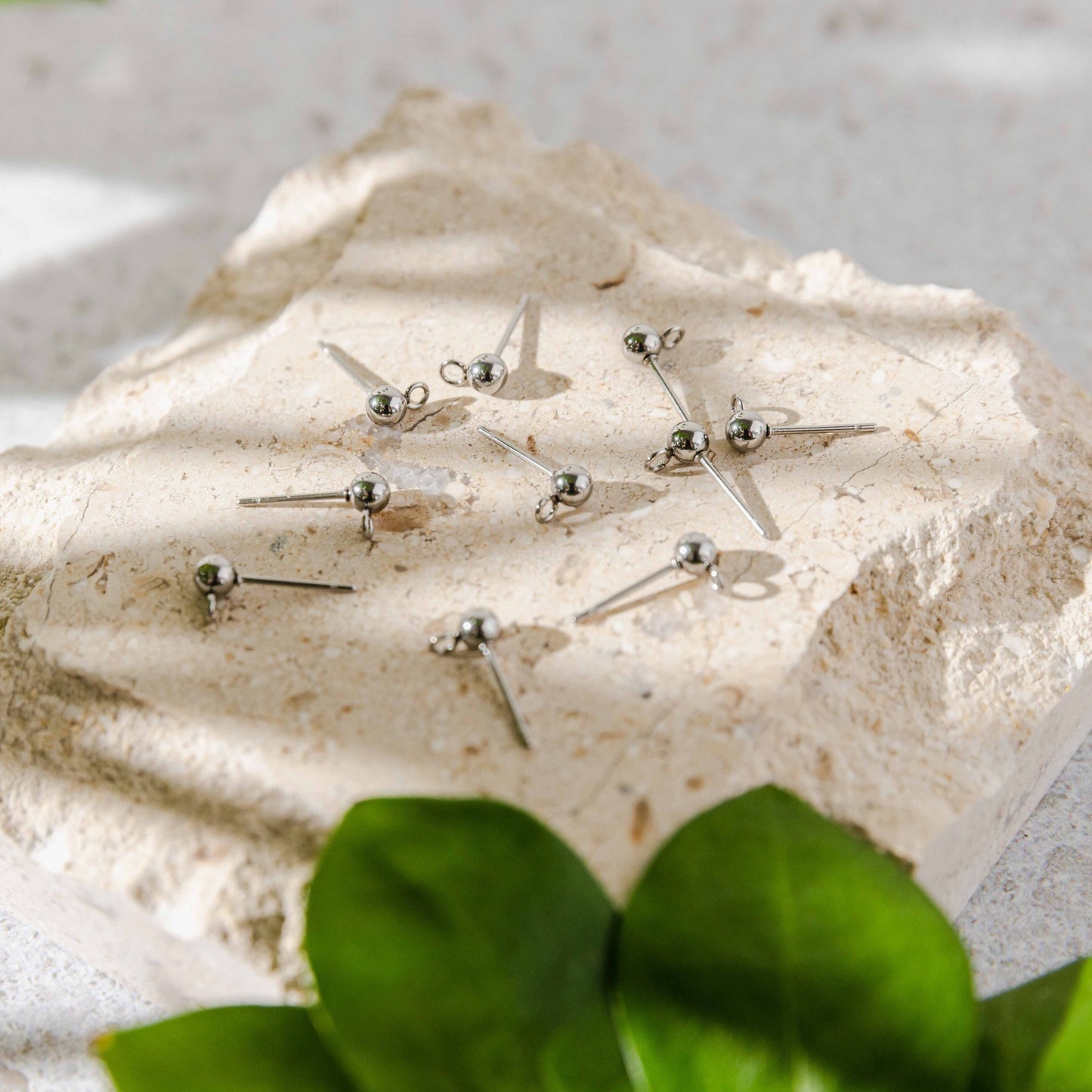 Silver Regular Ball Stud Posts Stainless Steel (5mm), 10 Pieces