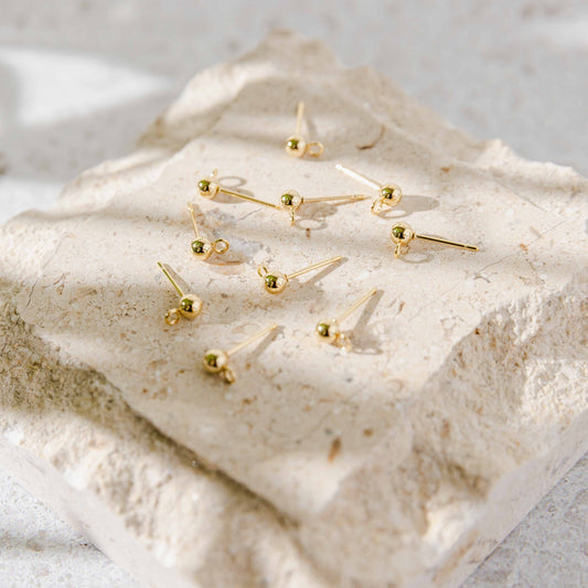 Gold Regular Ball Stud Posts Stainless Steel (5mm), 10 Pieces