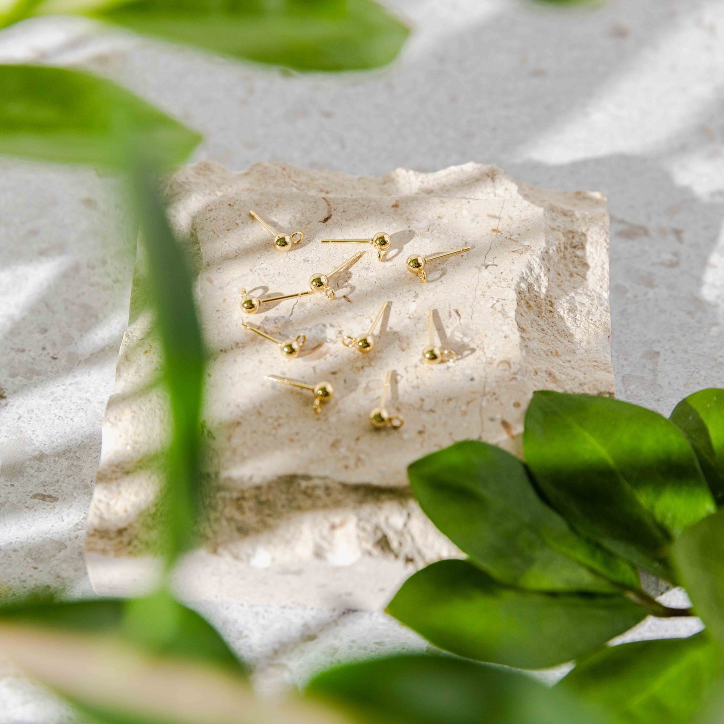 Gold Large Ball Stud Posts Stainless Steel (8mm), 10 Pieces