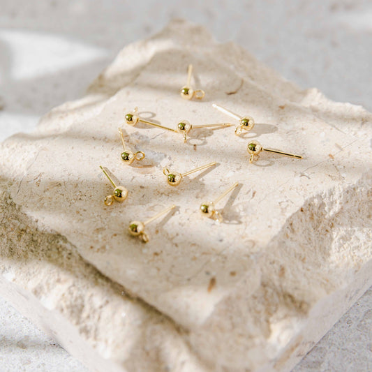 Gold Large Ball Stud Posts Stainless Steel (8mm), 10 Pieces