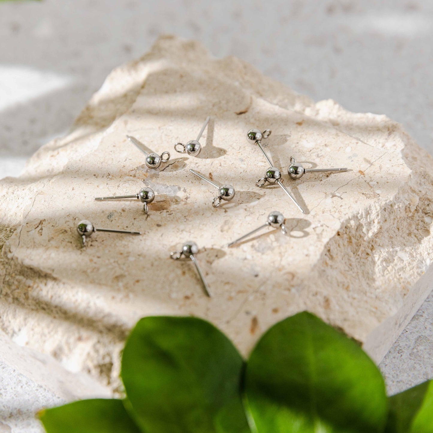 Silver Large Ball Stud Posts Stainless Steel (8mm), 10 Pieces