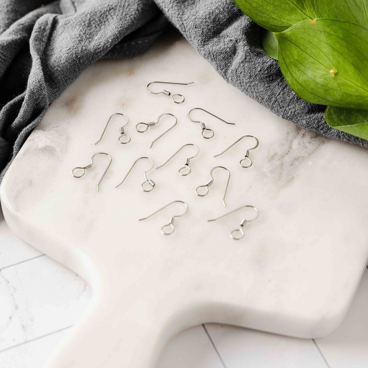 Large Loop Silver Flat French 4.5mm Stainless Steel Ear Wires, 20 Piece