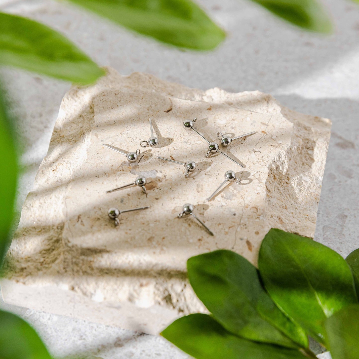 Silver Regular Ball Stud Posts Stainless Steel (5mm), 10 Pieces