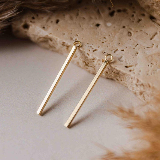 33mm Gold Stainless Steel Bar Pendant Connectors, 10 Pieces