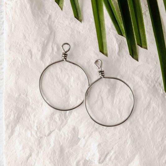 Silver Stainless Steel Round Fringe Hoop, 2 Pieces