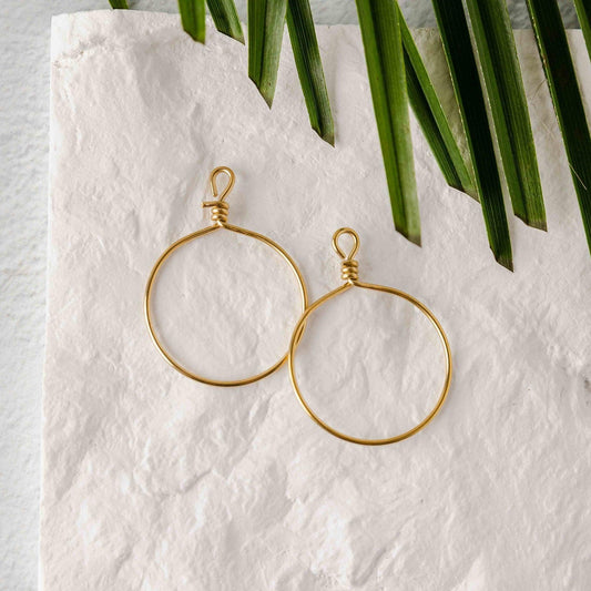 Gold Stainless Steel Round Fringe Hoop, 2 Pieces