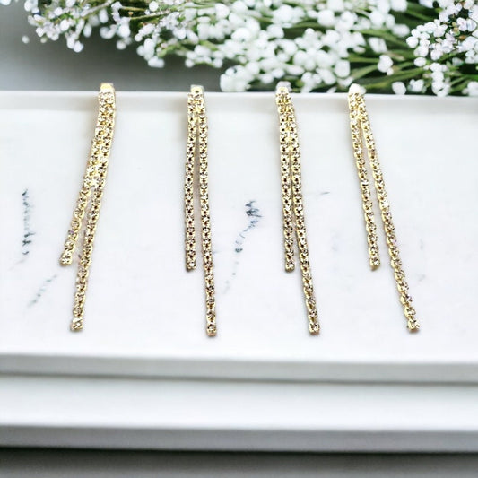 Gold Rhinestone Claw Chain Charms (DOUBLE Strand), 10 Pieces