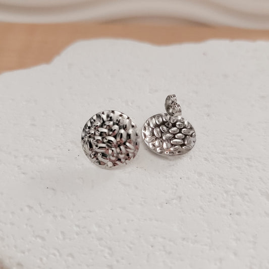 Silver Hammered Circle Stud Connector, 10 Pieces