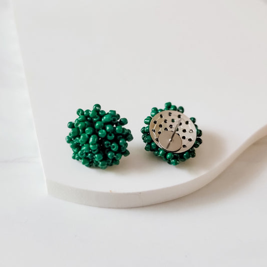 Emerald Green 15mm Small Seed Bead Topper, 1 Pair