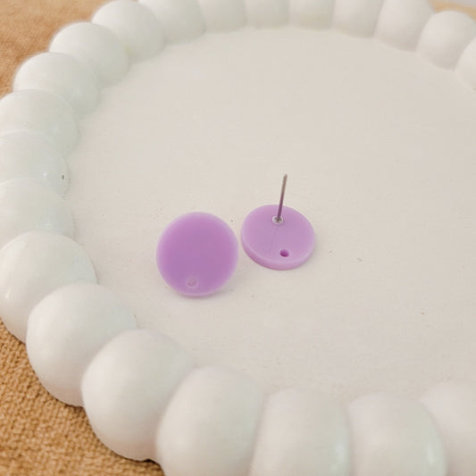 Satin Light Purple Acrylic Circle Stud Earring (14mm), 10 Pieces, Acrylic Stud #21