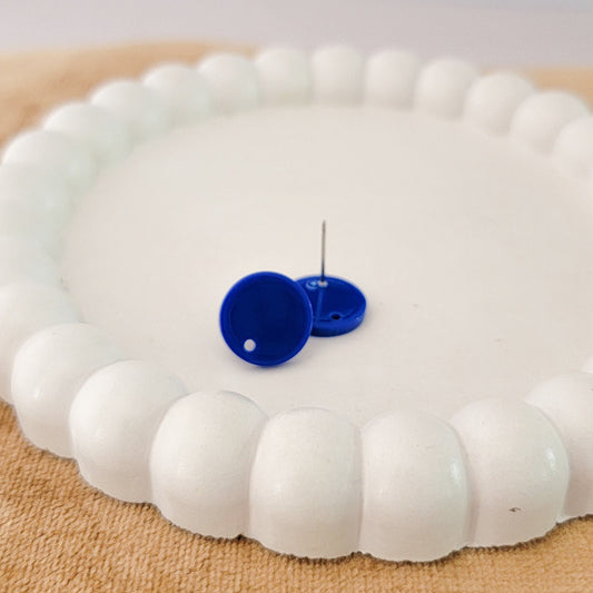 Satin Royal Blue Acrylic Circle Stud Earring (14mm), 10 Pieces, Acrylic Stud #31