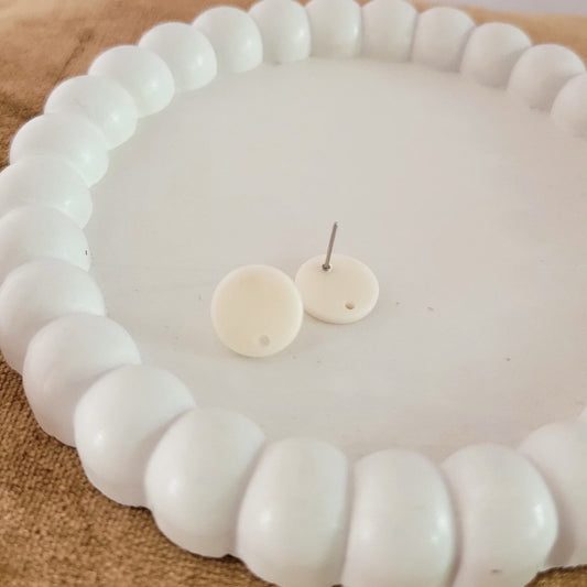 Satin Ivory Acrylic Circle Stud Earring (14mm), 10 Pieces, Acrylic Stud #28