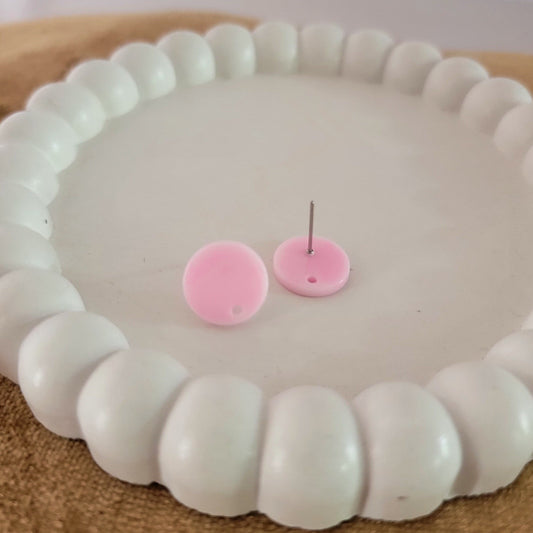 Satin Light Pink Acrylic Circle Stud Earring (14mm), 10 Pieces, Acrylic Stud #20